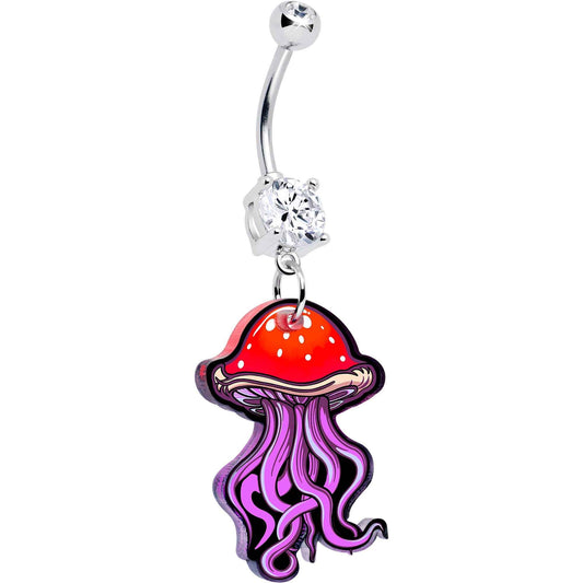 Double Gem Mushroom Jellyfish Dangle Belly Ring by Onyx O