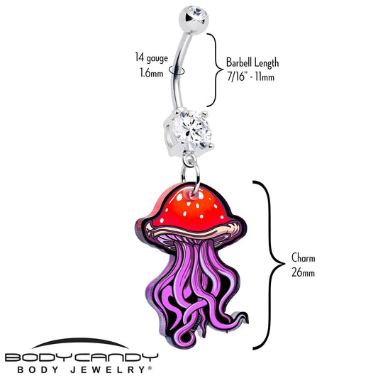 Double Gem Mushroom Jellyfish Dangle Belly Ring by Onyx O