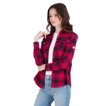 Canada Weather Gear Women's Vintage Plaid Double Pocket Shirt by PROOZY