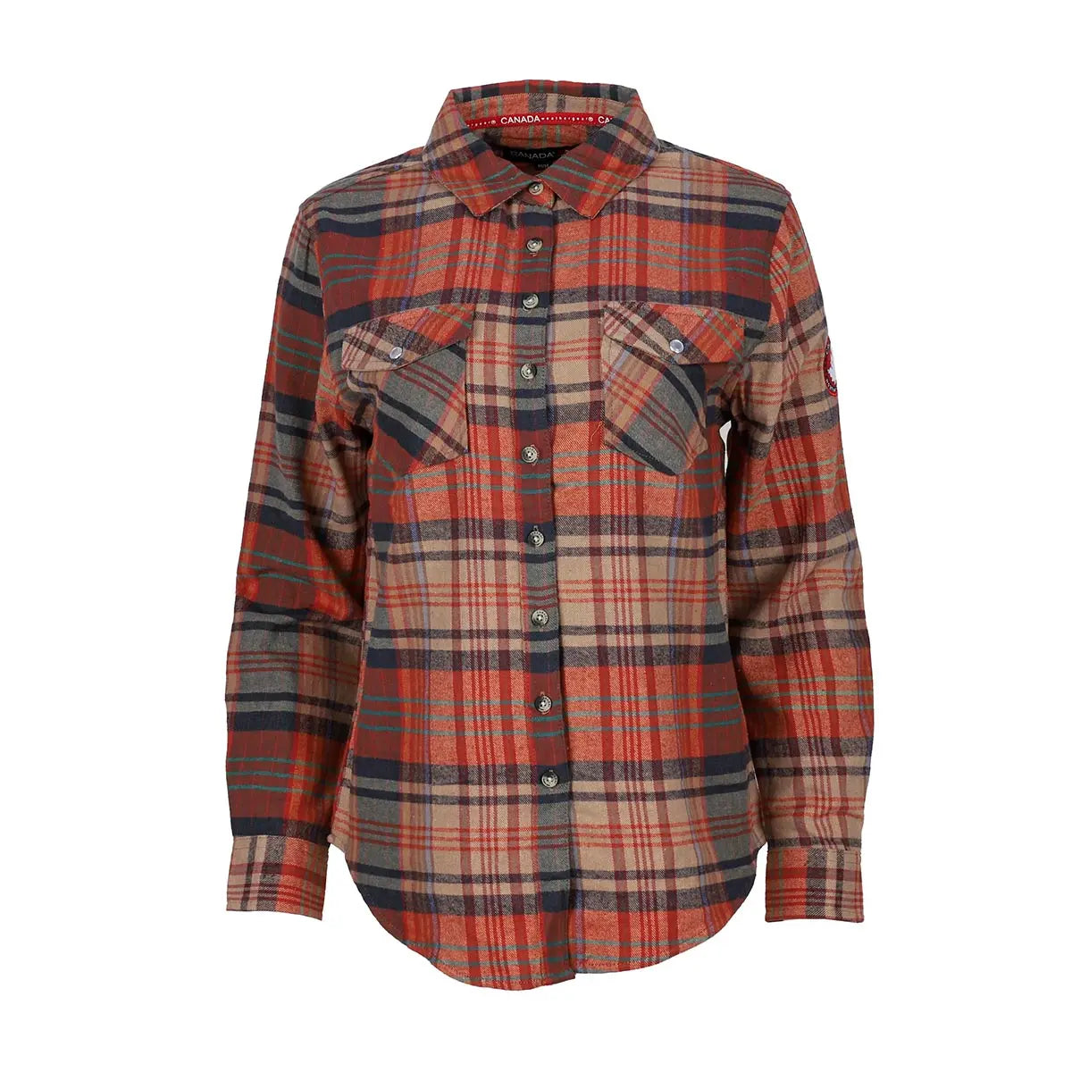 Canada Weather Gear Women's Vintage Plaid Double Pocket Shirt by PROOZY