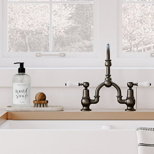 16oz Clear Plastic Hand Soap Dispenser - White Label by Sweet Water Decor