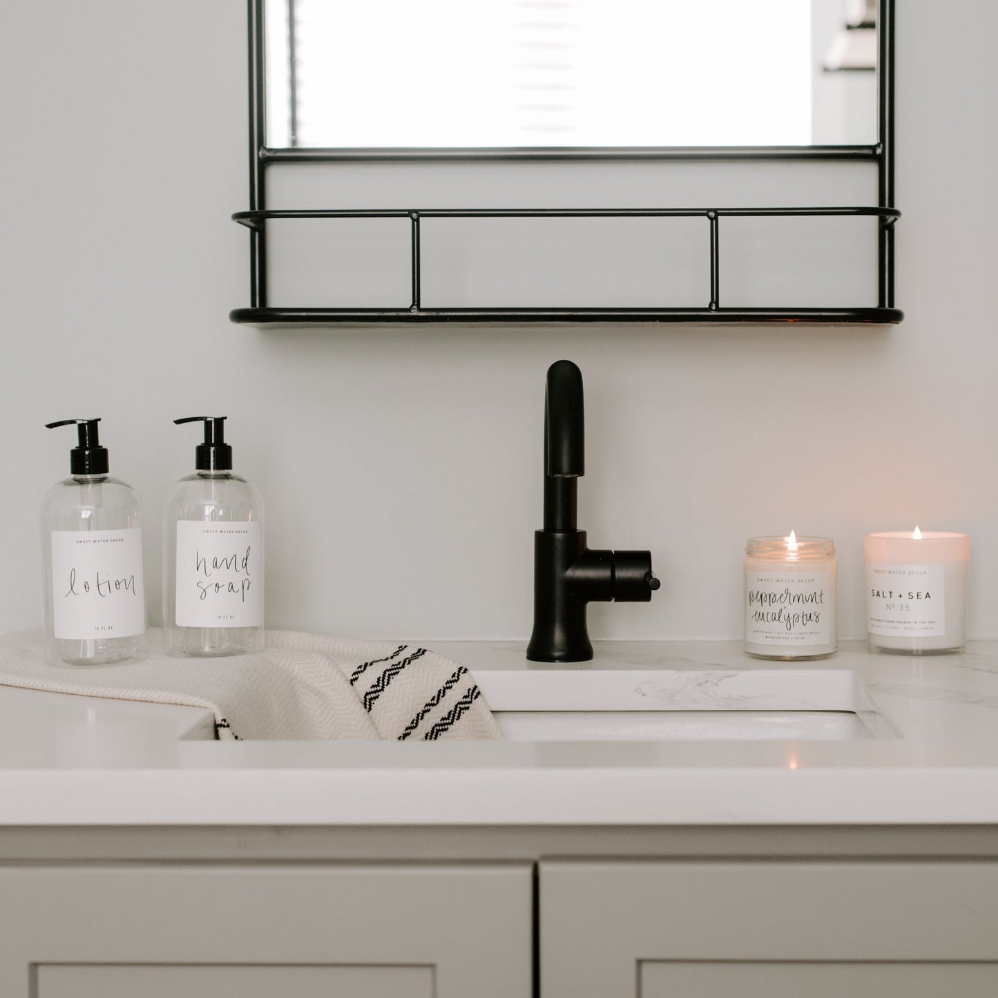 16oz Clear Plastic Hand Soap Dispenser - White Label by Sweet Water Decor