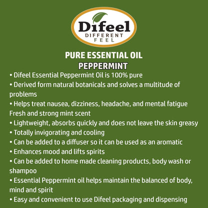 Difeel 100% Pure Essential Oil - Peppermint Oil 1 oz. by difeel - find your natural beauty
