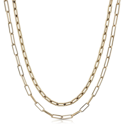 Double Medium & Elongated Link Chain Necklace by eklexic jewelry