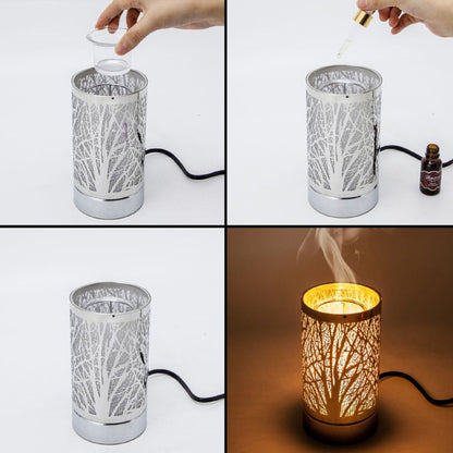 7" touch lamp-Fragrance Wax Melts Warmer -Electric Candle Essential Oil Burner-Metal Forest Table Decor by Peterson Housewares & Artwares