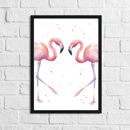 Pink Watercolour Flamingos Home Bedroom Living Room Wall Decor Print by WinsterCreations™ Official Store