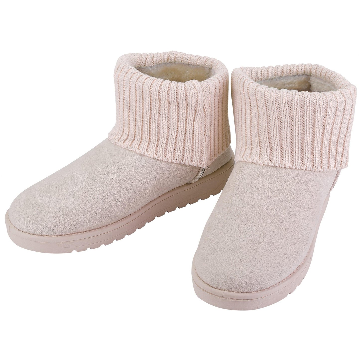 Women�s Mid-Calf Snow Boots, Suede, Plush Lining, Anti-Slip, Knitting Design