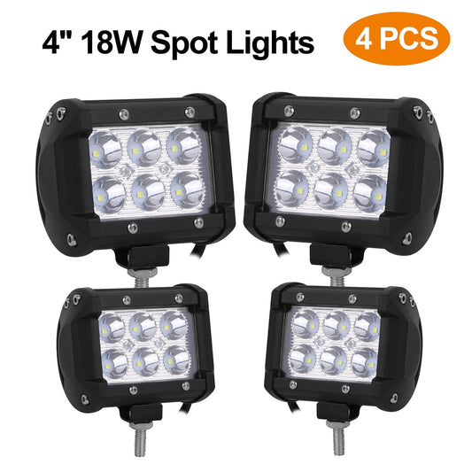 4 PCS 4� 18W Dual Row LED Waterproof Spot Light Pod Cube Light