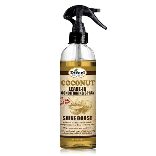 Difeel Shine Boost Leave in Conditioning Spray with 100% Pure Coconut Oil 6 oz. by difeel - find your natural beauty
