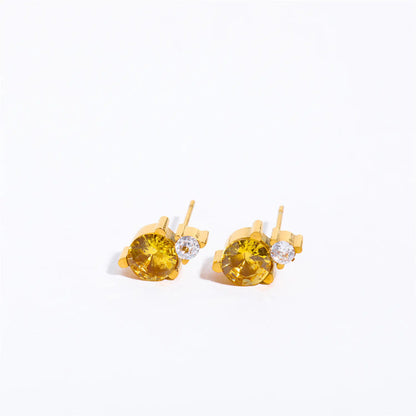 Titanium Steel Gold-Plated December Birthstone Earrings