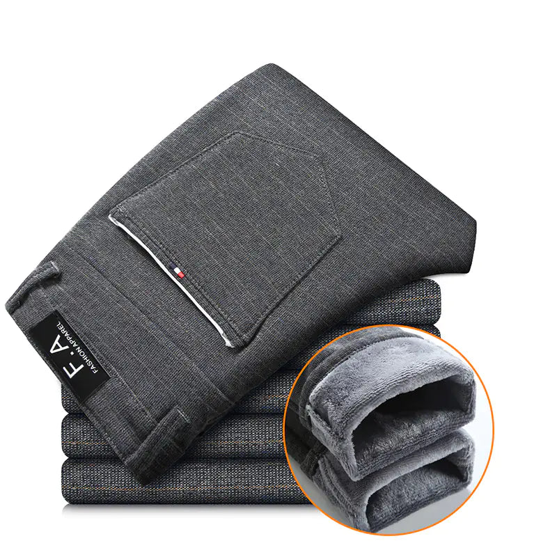 Thickened Fleece Men's Warm Casual Long Pants