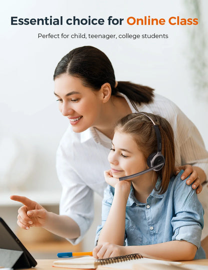 Mpow M5 Pro Bluetooth 5.0 Headphones with Mic Charging Base Wireless Headset for PC Laptop Call Center Office 18H Talking Time