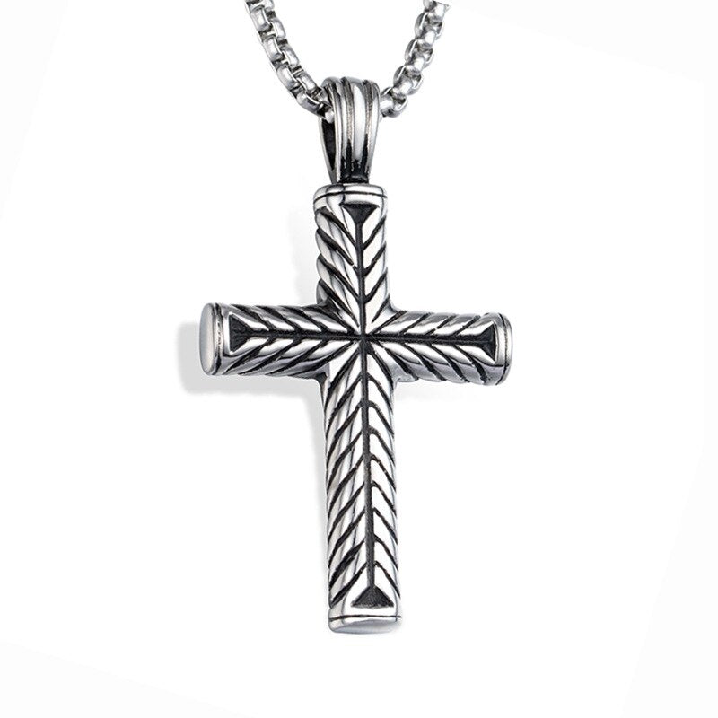 Vintage Cross Pendant Stainless Steel Necklace #ns23 _mkpt by Js House