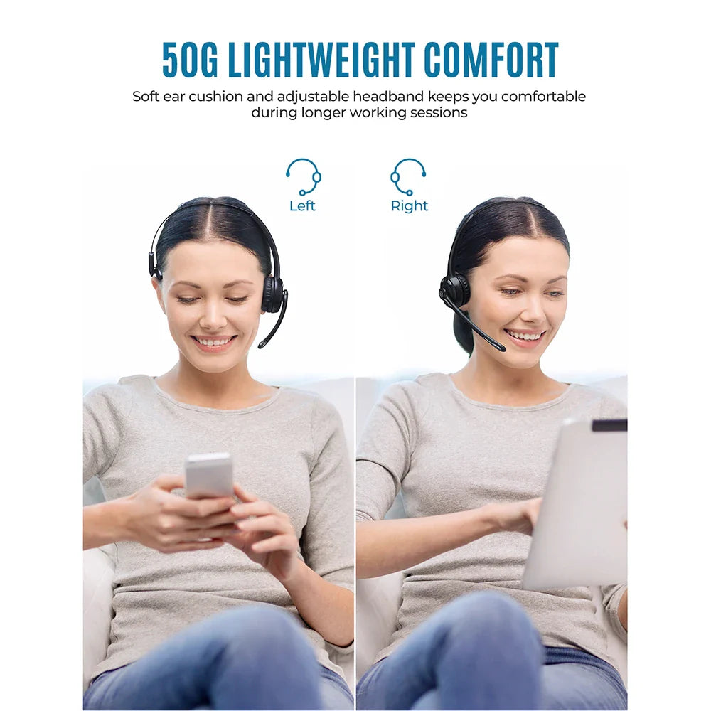 1/2 pack Mpow Pro Office Wireless Bluetooth V5.0 headphone With Microphone 13H Talking Time For Driver Call Center Skype Office