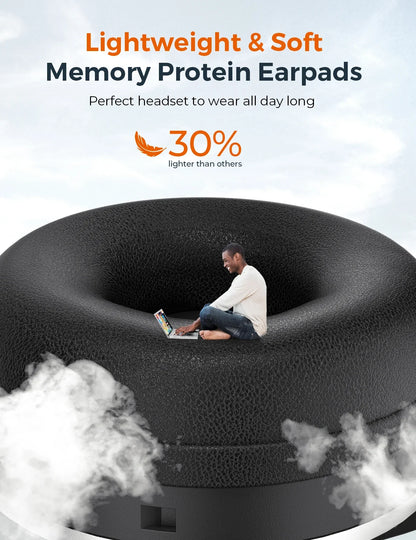 Mpow M5 Pro Bluetooth 5.0 Headphones with Mic Charging Base Wireless Headset for PC Laptop Call Center Office 18H Talking Time