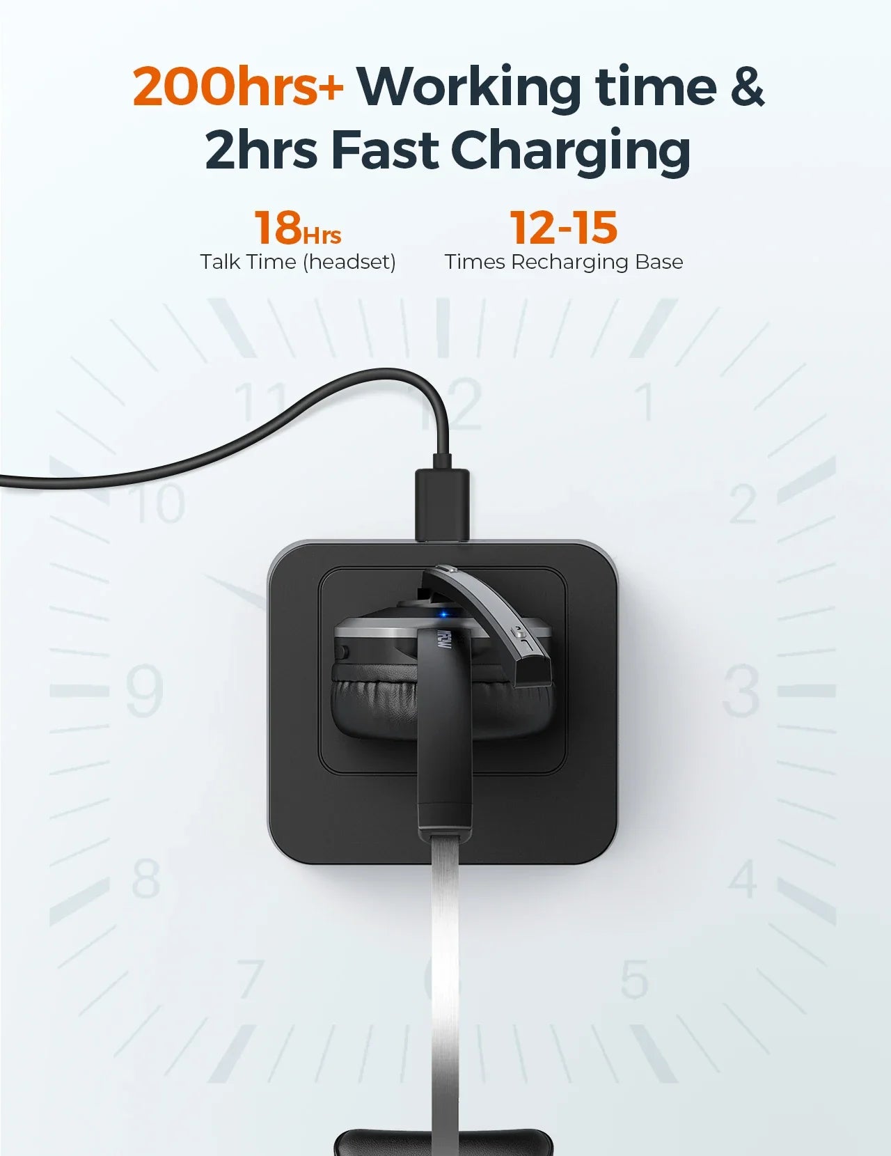 Mpow M5 Pro Bluetooth 5.0 Headphones with Mic Charging Base Wireless Headset for PC Laptop Call Center Office 18H Talking Time