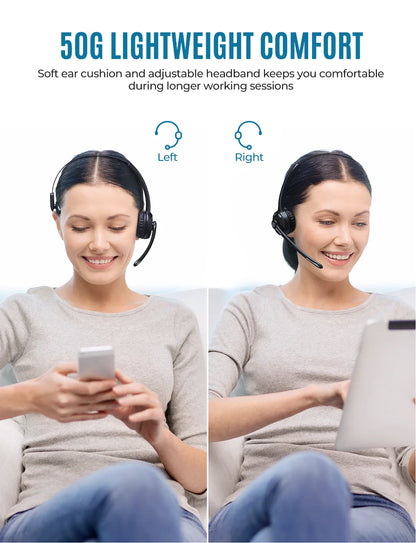1/2 pack Mpow Pro Office Wireless Bluetooth V5.0 headphone With Microphone 13H Talking Time For Driver Call Center Skype Office