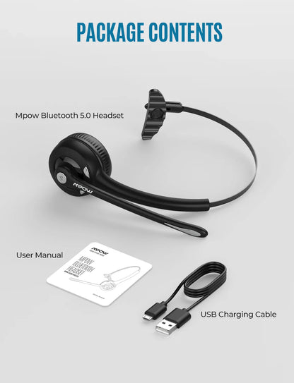 1/2 pack Mpow Pro Office Wireless Bluetooth V5.0 headphone With Microphone 13H Talking Time For Driver Call Center Skype Office