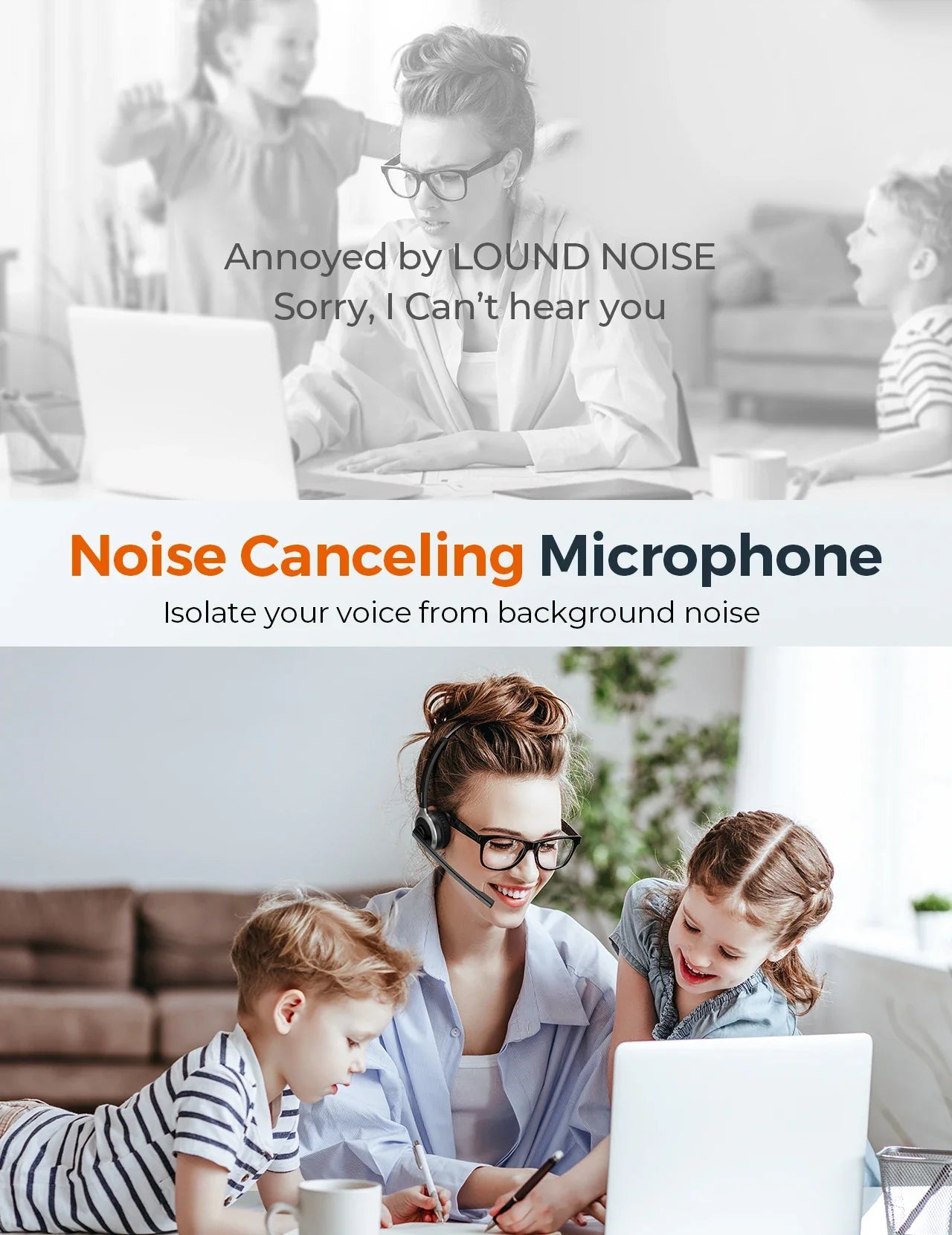 Mpow M5 Pro Bluetooth 5.0 Headphones with Mic Charging Base Wireless Headset for PC Laptop Call Center Office 18H Talking Time