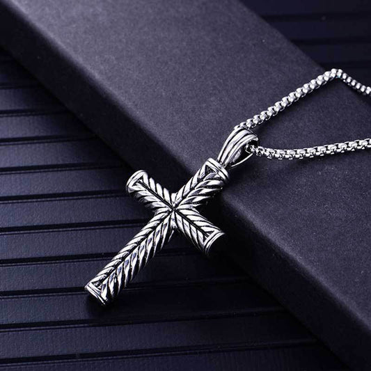 Vintage Cross Pendant Stainless Steel Necklace #ns23 _mkpt by Js House