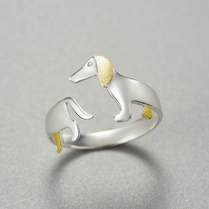 Dach Everywhere™ Cute Dachshund Sterling Silver Ring by Dach Everywhere