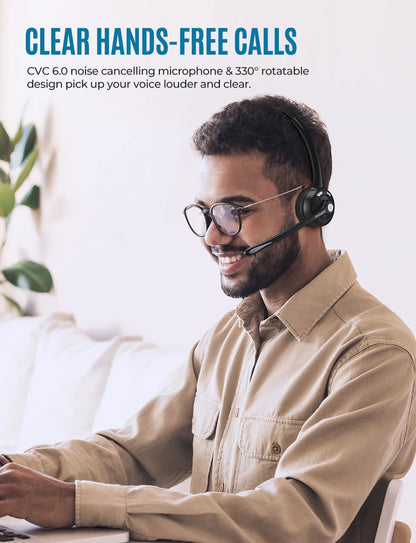 1/2 pack Mpow Pro Office Wireless Bluetooth V5.0 headphone With Microphone 13H Talking Time For Driver Call Center Skype Office