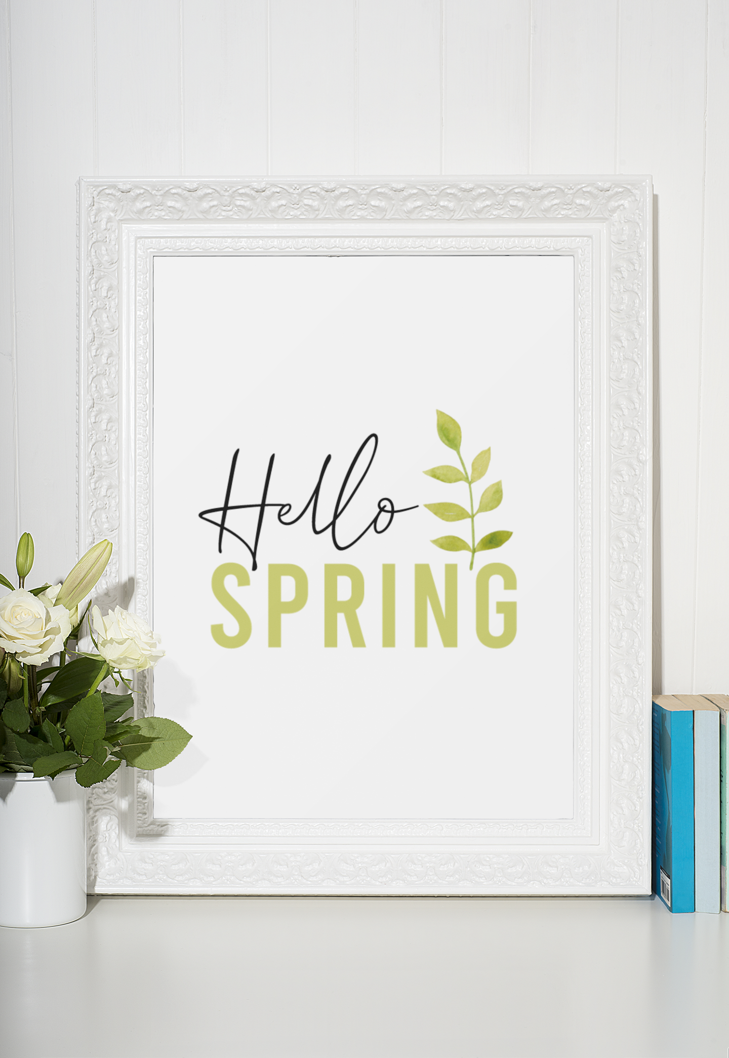 Hello Spring Green Foliage 2022 Spring Seasonal Wall Home Decor Print by WinsterCreations™ Official Store