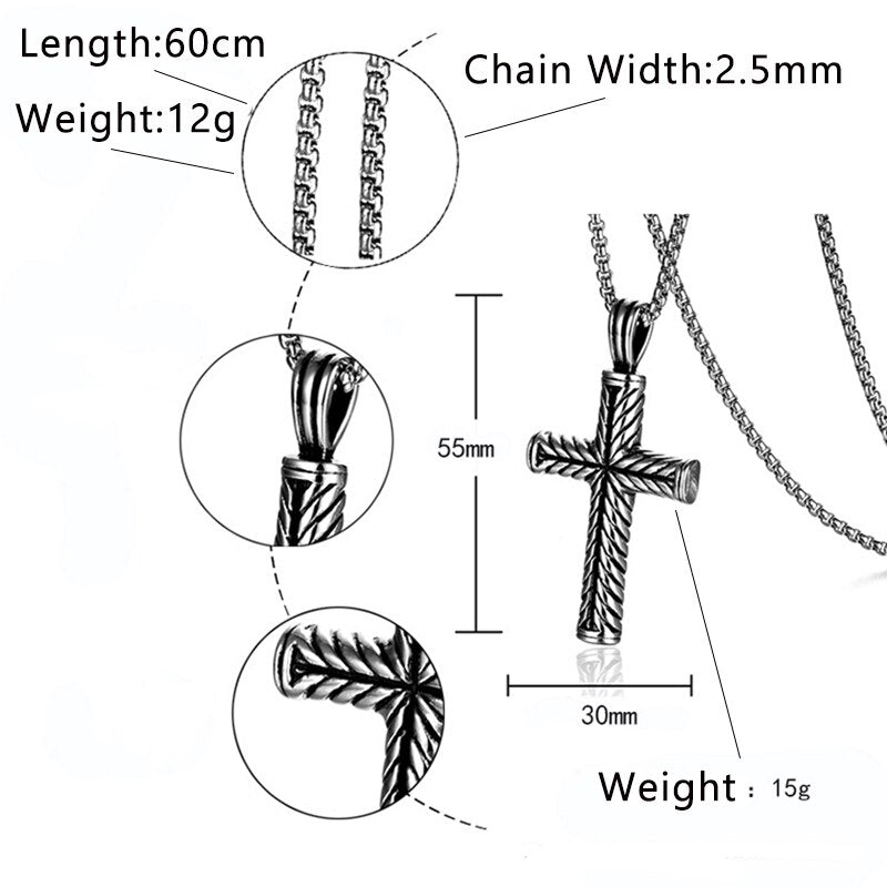 Vintage Cross Pendant Stainless Steel Necklace #ns23 _mkpt by Js House