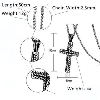 Vintage Cross Pendant Stainless Steel Necklace #ns23 _mkpt by Js House