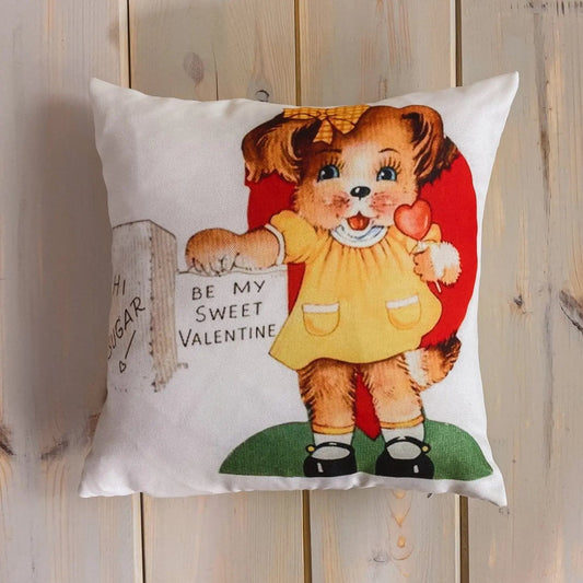 Hi Sugar Be my Vintage Valentines | Pillow Cover | Throw Pillow | Valentines Day Gifts for Her | Valentines Day | Room Decor by UniikPillows
