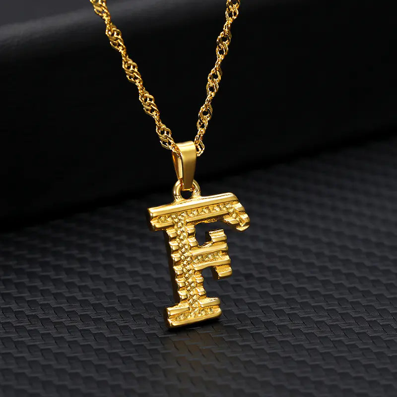 Gold-Plated 26 English Letters Pendant Necklace