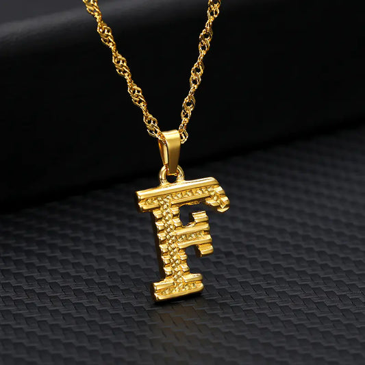Gold-Plated 26 English Letters Pendant Necklace