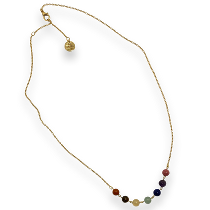 Chakra Balance Necklace with Natural Gemstones and Charm by The Urban Charm