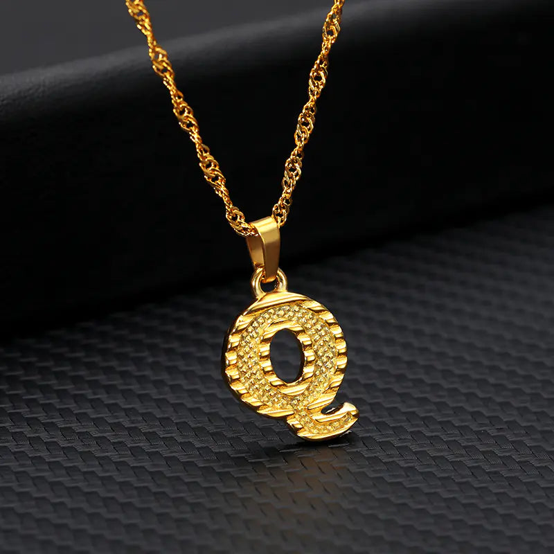 Gold-Plated 26 English Letters Pendant Necklace