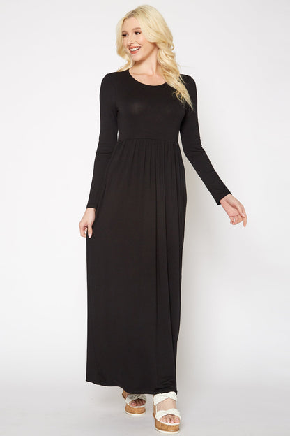 Women's Basic Long Sleeve Fit & Flare Maxi Dress by Shop at Konus