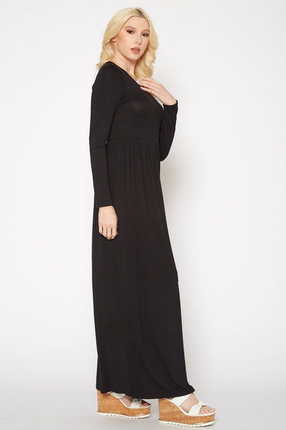 Women's Basic Long Sleeve Fit & Flare Maxi Dress by Shop at Konus