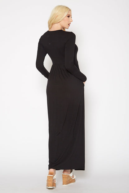 Women's Basic Long Sleeve Fit & Flare Maxi Dress by Shop at Konus