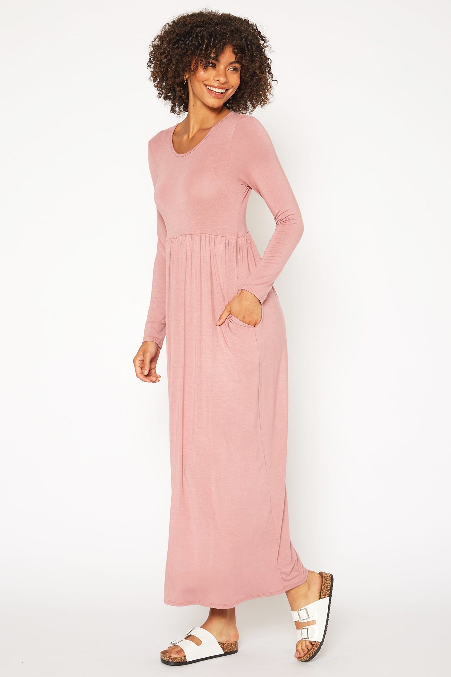 Women's Basic Long Sleeve Fit & Flare Maxi Dress by Shop at Konus