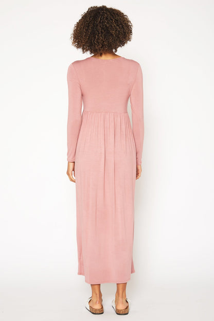 Women's Basic Long Sleeve Fit & Flare Maxi Dress by Shop at Konus