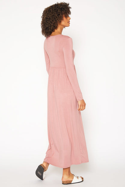 Women's Basic Long Sleeve Fit & Flare Maxi Dress by Shop at Konus