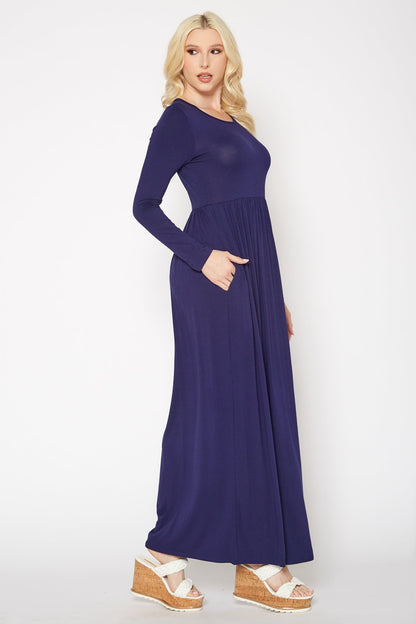 Women's Basic Long Sleeve Fit & Flare Maxi Dress by Shop at Konus