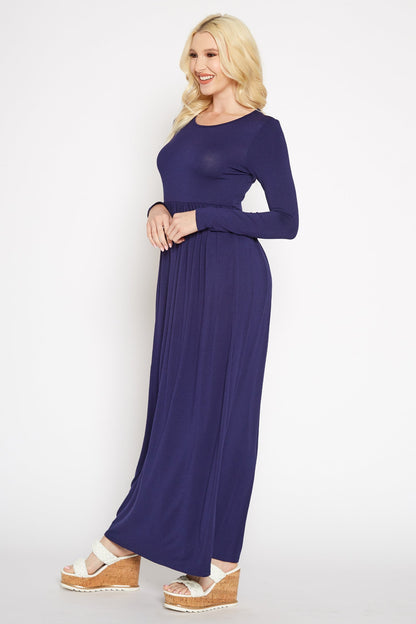 Women's Basic Long Sleeve Fit & Flare Maxi Dress by Shop at Konus