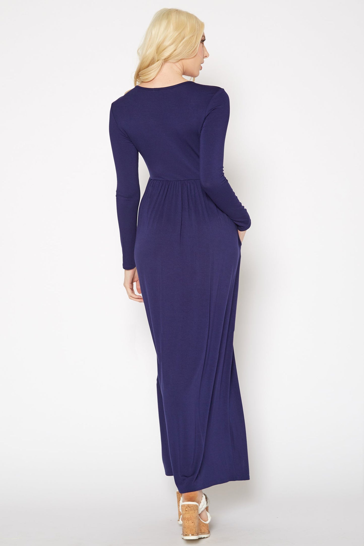Women's Basic Long Sleeve Fit & Flare Maxi Dress by Shop at Konus