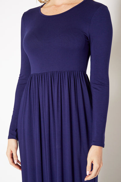 Women's Basic Long Sleeve Fit & Flare Maxi Dress by Shop at Konus