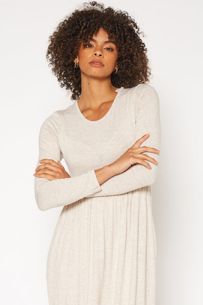 Women's Basic Long Sleeve Fit & Flare Maxi Dress by Shop at Konus