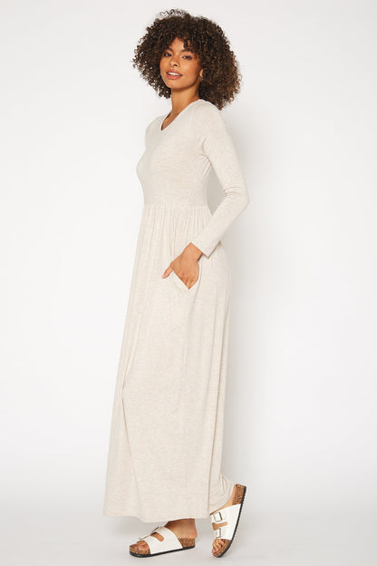 Women's Basic Long Sleeve Fit & Flare Maxi Dress by Shop at Konus
