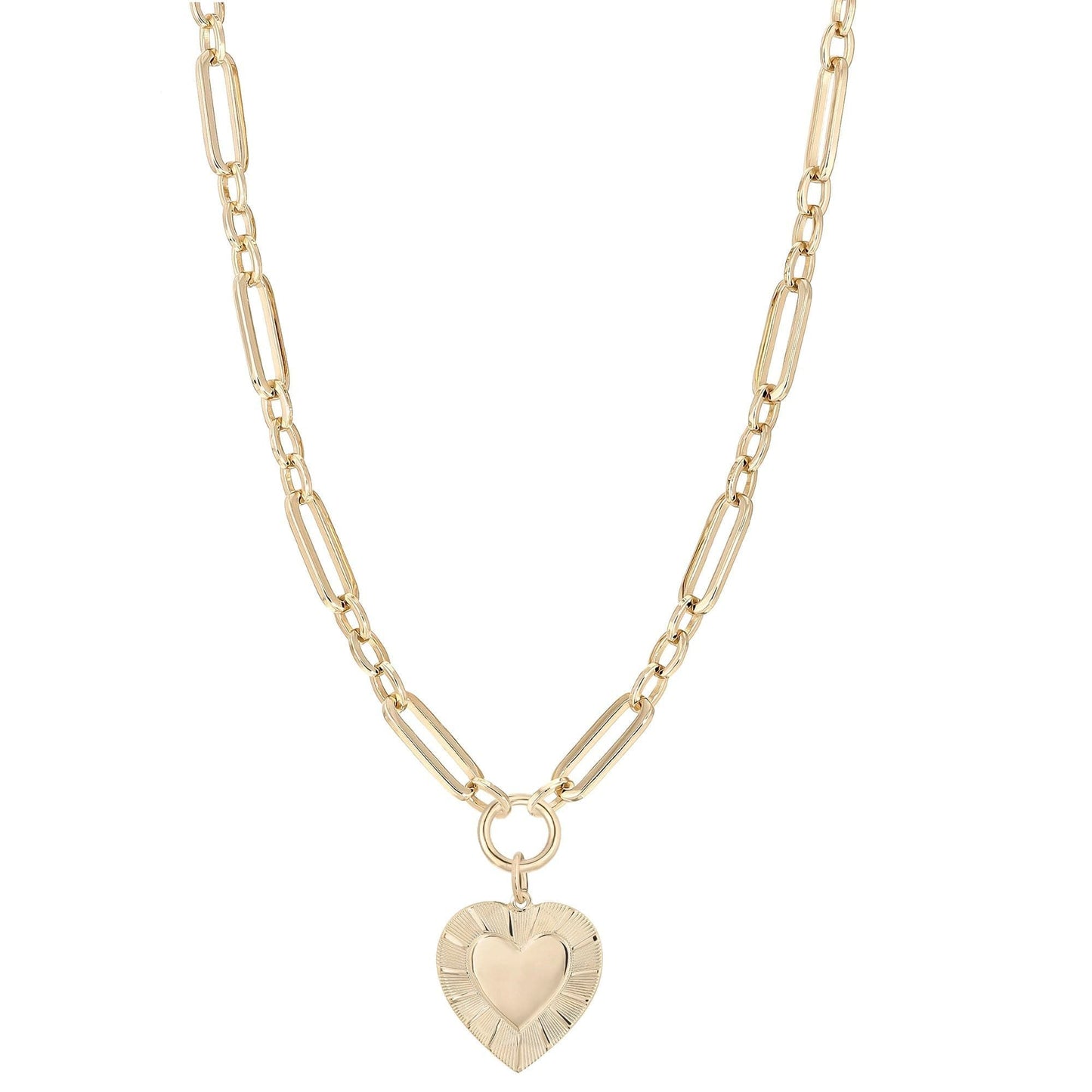 Large Multi Link Chain & Heart Pendant Necklace by eklexic jewelry