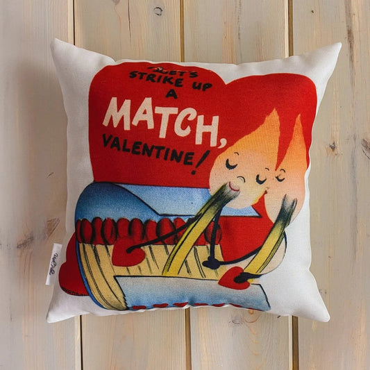 Let's Strike up a Match Vintage Valentines | Pillow Cover | Throw Pillow | Valentines Day Gifts for Her | Valentines Day | Room Decor by UniikPillows