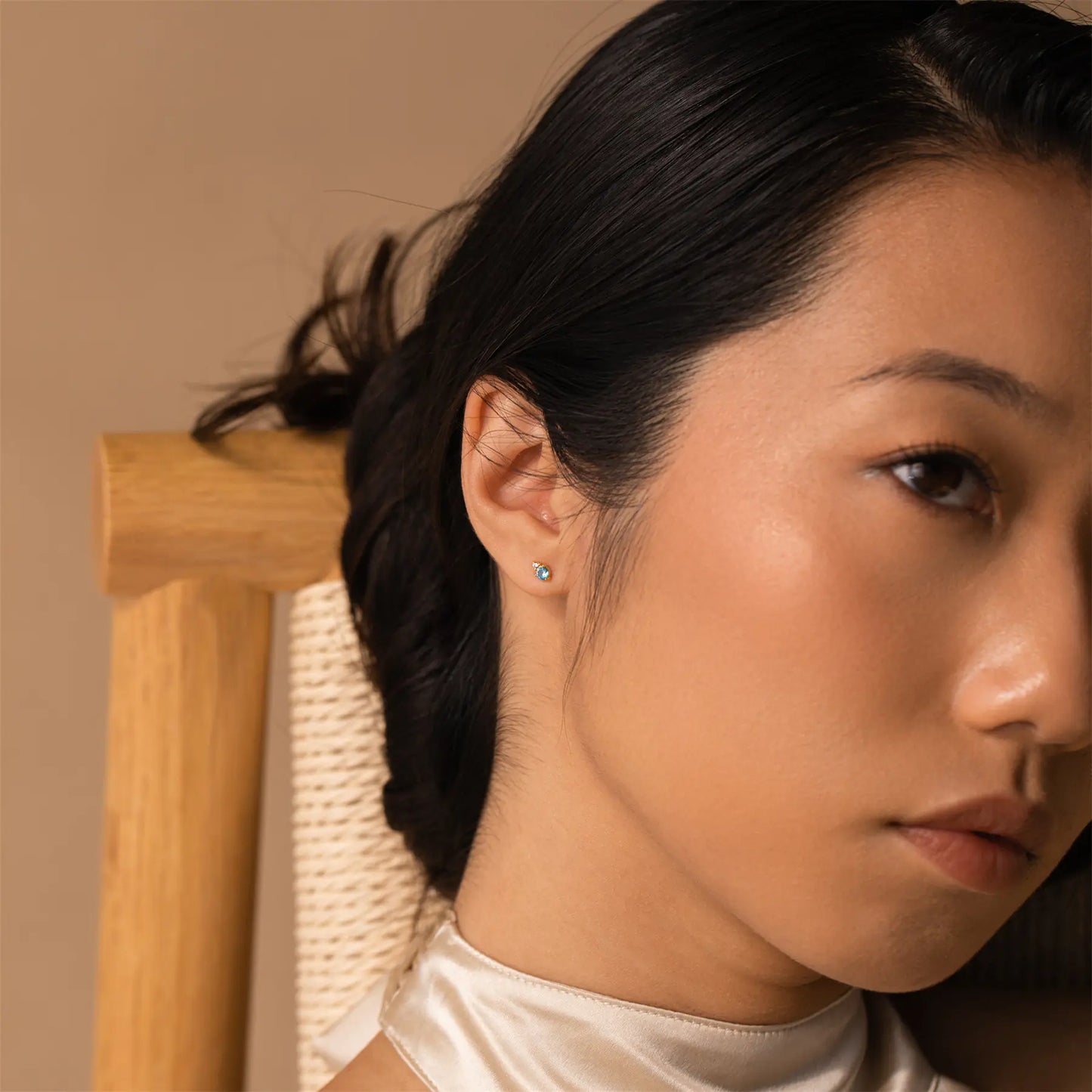 Titanium Steel Gold-Plated December Birthstone Earrings