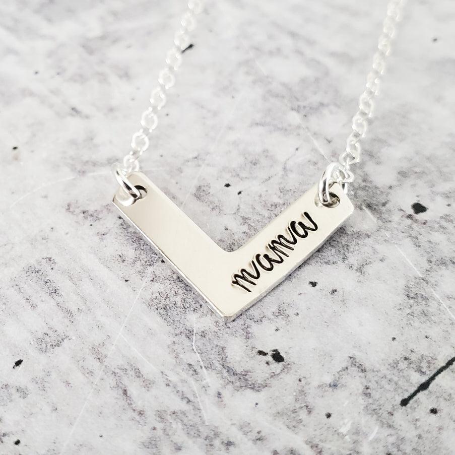 MAMA Chevron Hand Stamped Necklace by Salt and Sparkle